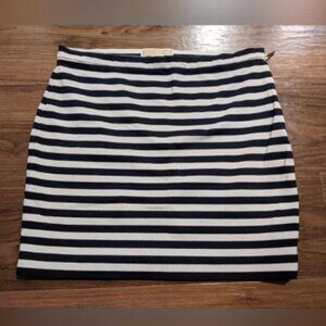 Michael Kors - Striped Mini Skirt with Side Zip | Size 4 | Blue & White Stripe
